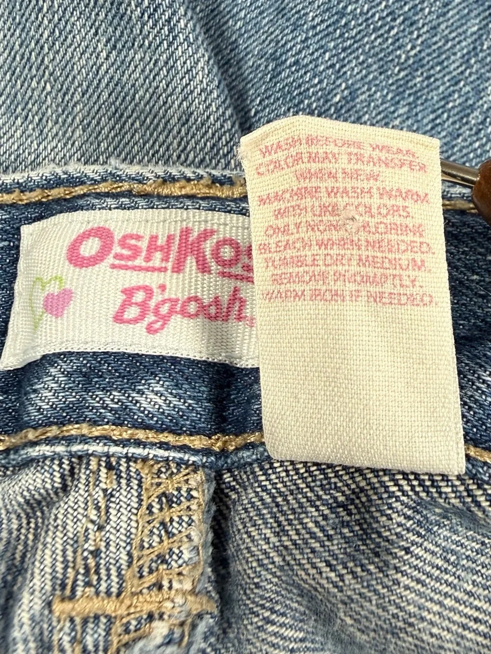 VINTAGE OSHKOSH B’GOSH Girls 7 2000s Embroidered Floral Bow Pocket Jeans Y2K‎